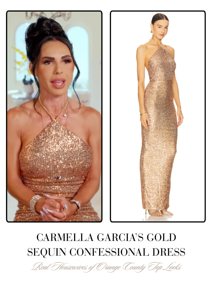 Carmella Garcia's Gold Sequin Confessional Look 

 