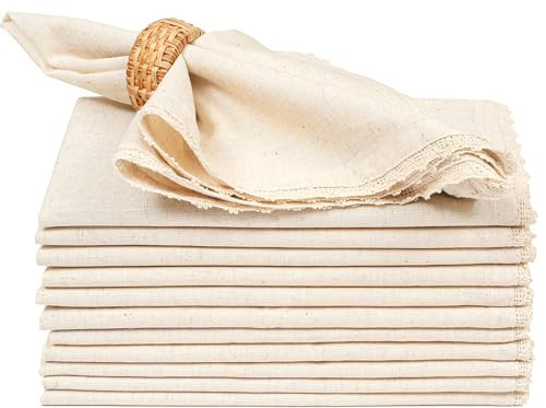 Lightnpro Cotton Flax Dinner Napkins, 18x18 Inch, Natural, Set of 12 | Amazon (US)