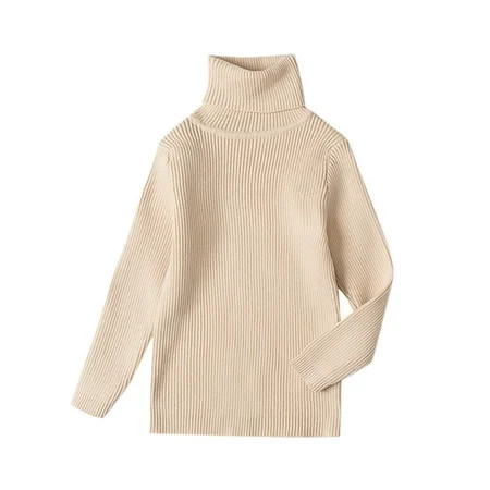 Honeeladyy Winter Toddler Kids Baby Knit Turtleneck Sweater Soft Solid Warm Sweater Crochet Pullover Beige Clearance under 5$ | Walmart (US)