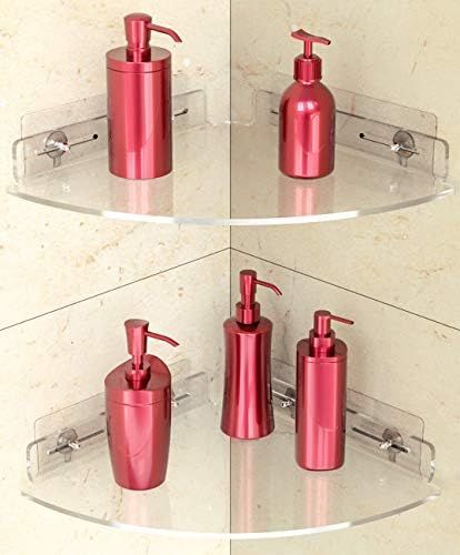 Vdomus acrylic corner shower shelf 2 pack with adhesive, wall mount bathroom corner shelf no drillin | Amazon (US)