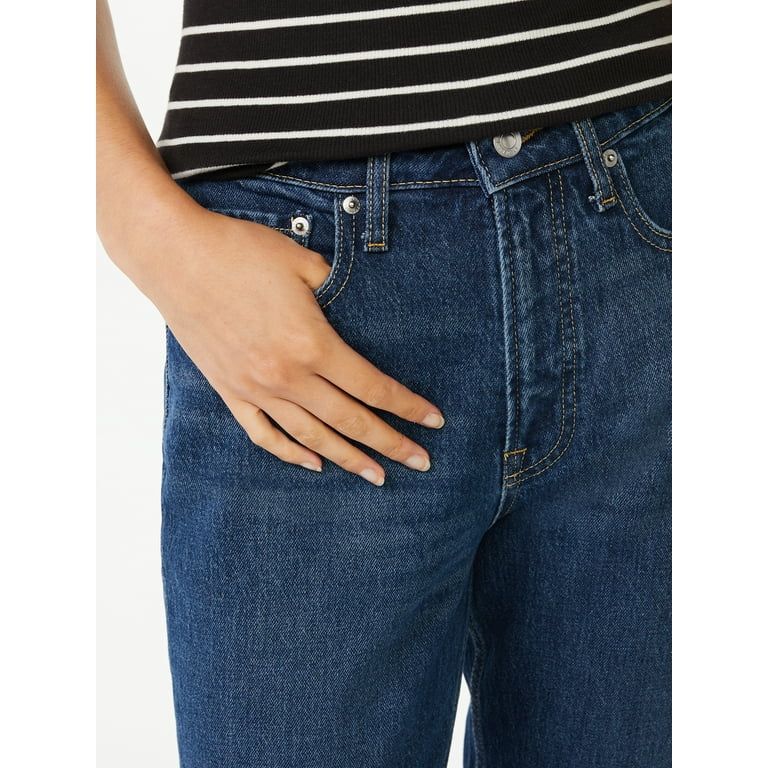 Free Assembly Women's Cuffed High Rise Straight Jeans - Walmart.com | Walmart (US)