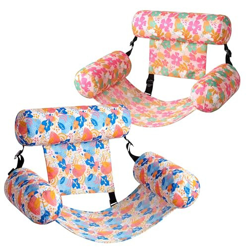 Sloosh Pool Floats Chairs Adult, 2 Packs Inflatable Pool Lounge Chairs,Blow up Hammock Pool Noodles Floats for Adults,Flower Pattern Floating Water Chair for Pool Lake River(Tropical Flowers) | Amazon (US)