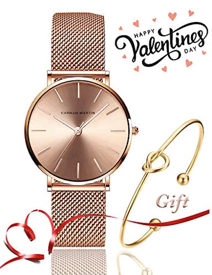 Women's Rose Gold Watch Analog Quartz Stainless Steel Mesh Band Casual Fashion Ladies Wrist Watches  | Amazon (US)
