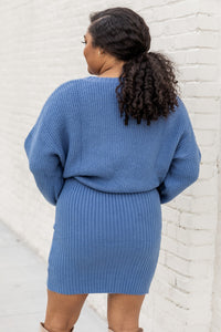 Don't Think About You Blue Sweater Dress | Pink Lily