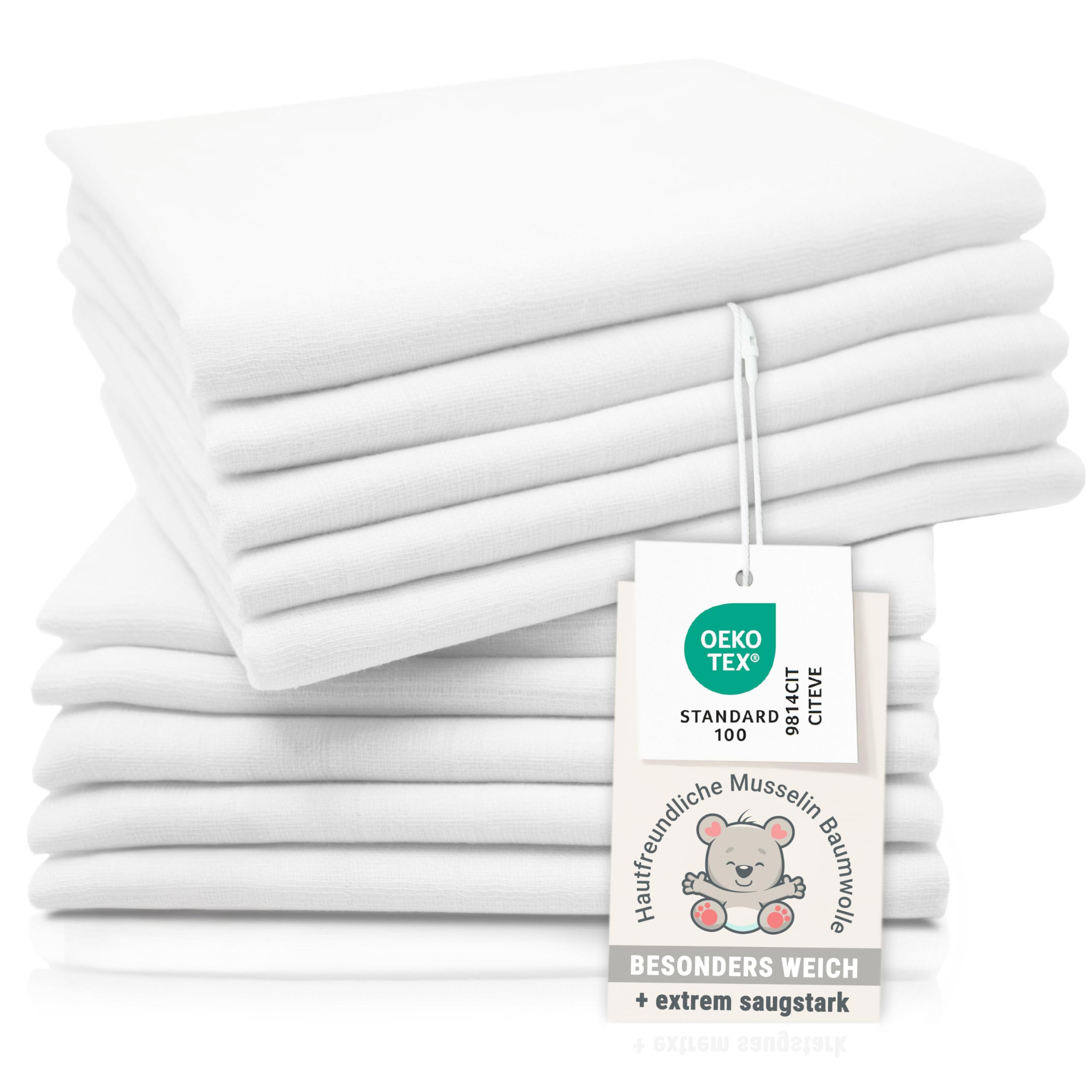 ZOLLNER 10er Set Musselin Spucktücher in 80x80 cm aus Baumwolle - hautfreundliche Mulltücher - ... | Amazon (DE)