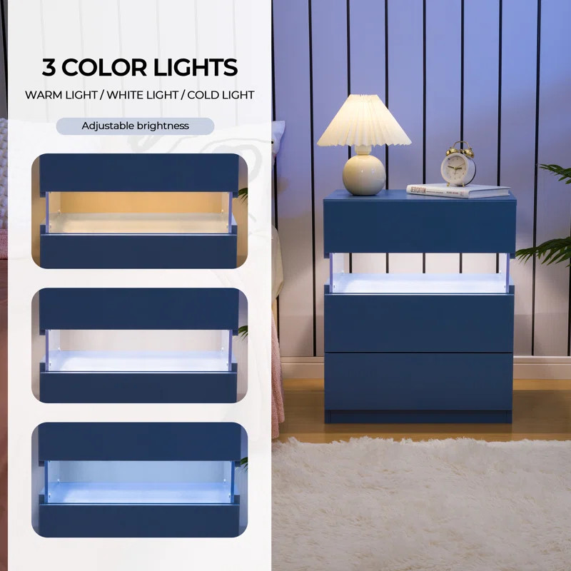 Nightstands set of 2 LED Night Stand (Set of 2) | Wayfair North America