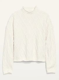 Mock-Neck Diamond Stitch Cable-Knit Pullover Sweater for Women | Old Navy (US)