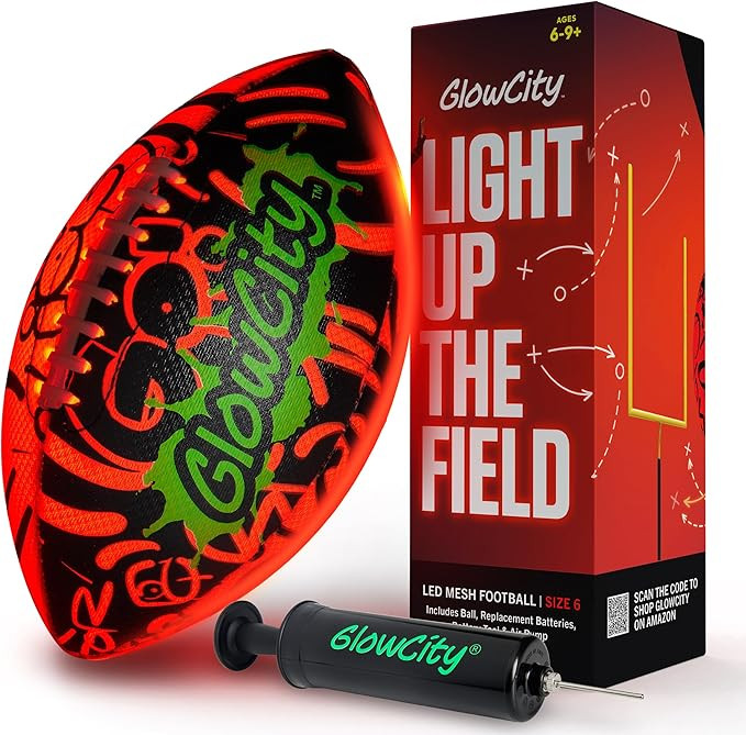 GlowCity Glow in The Dark Football - Size 3/6 Light Up Ball Gifts for Kids, Teens & Adults - Brig... | Amazon (US)