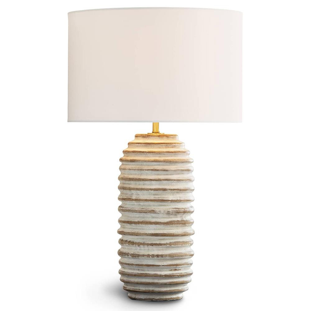 Regina Andrew Coastal Living Carmel White Birch Wood Base Round Table Lamp | Kathy Kuo Home