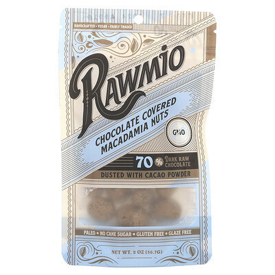 Rawmio, Chocolate Covered Macadamia Nuts, 70% Dark Raw Chocolate, 2 oz (56.7 g) | iHerb