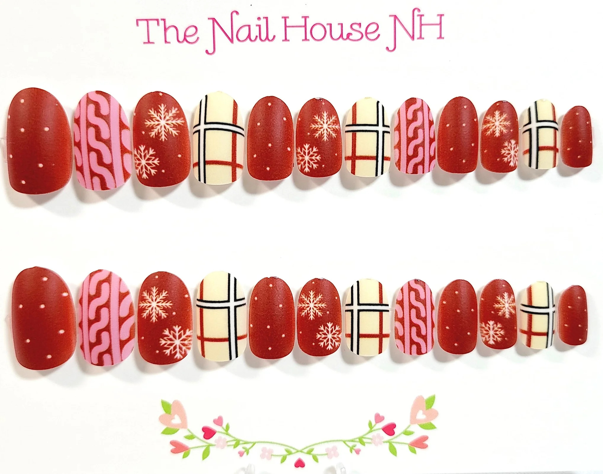 Holiday Plaid Matte Oval Press On Nails - 24 Pieces - Artificial Nails - Christmas Nails | Walmart (US)