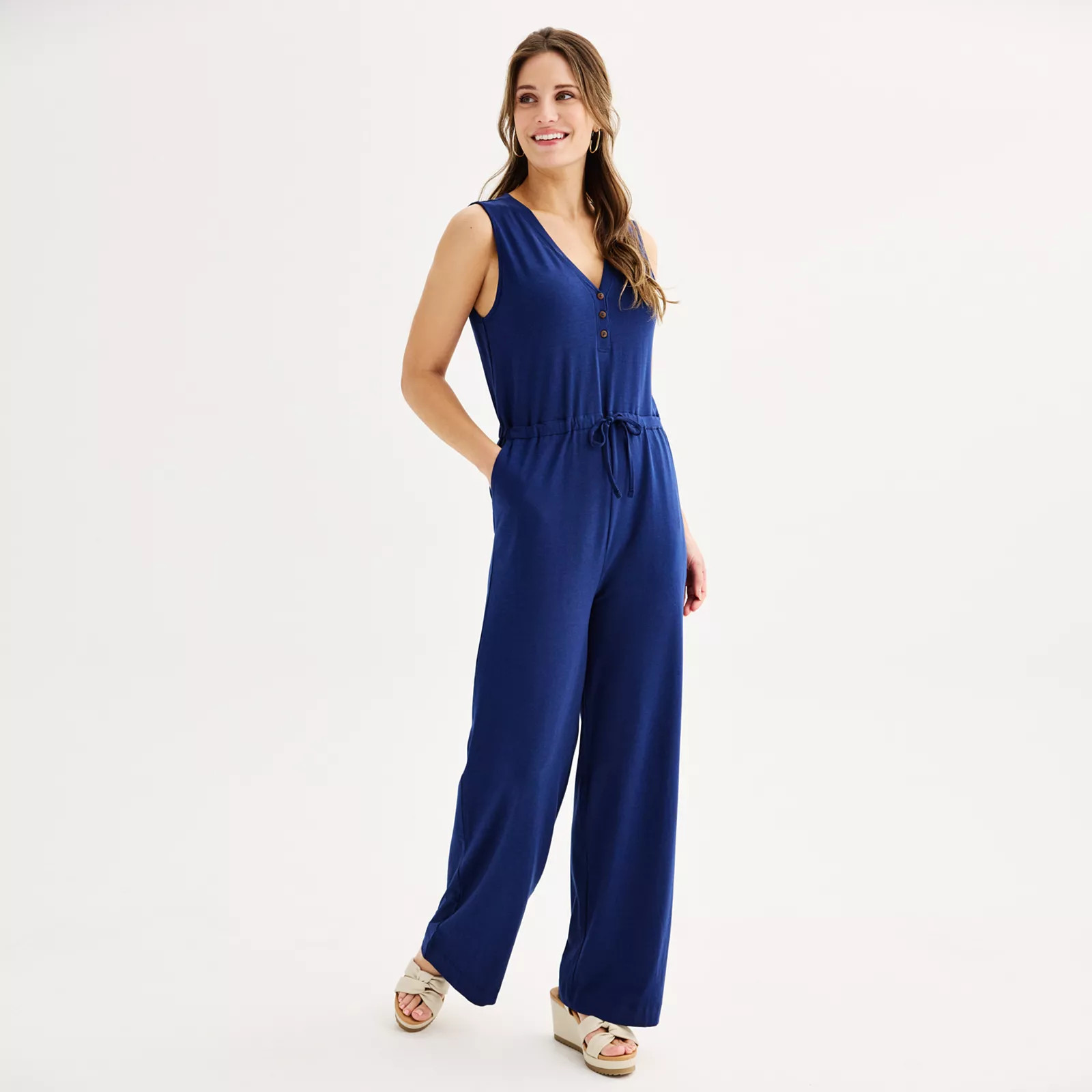 Women's Sonoma Goods For Life® Henley Knit Jumpsuit | Kohl's