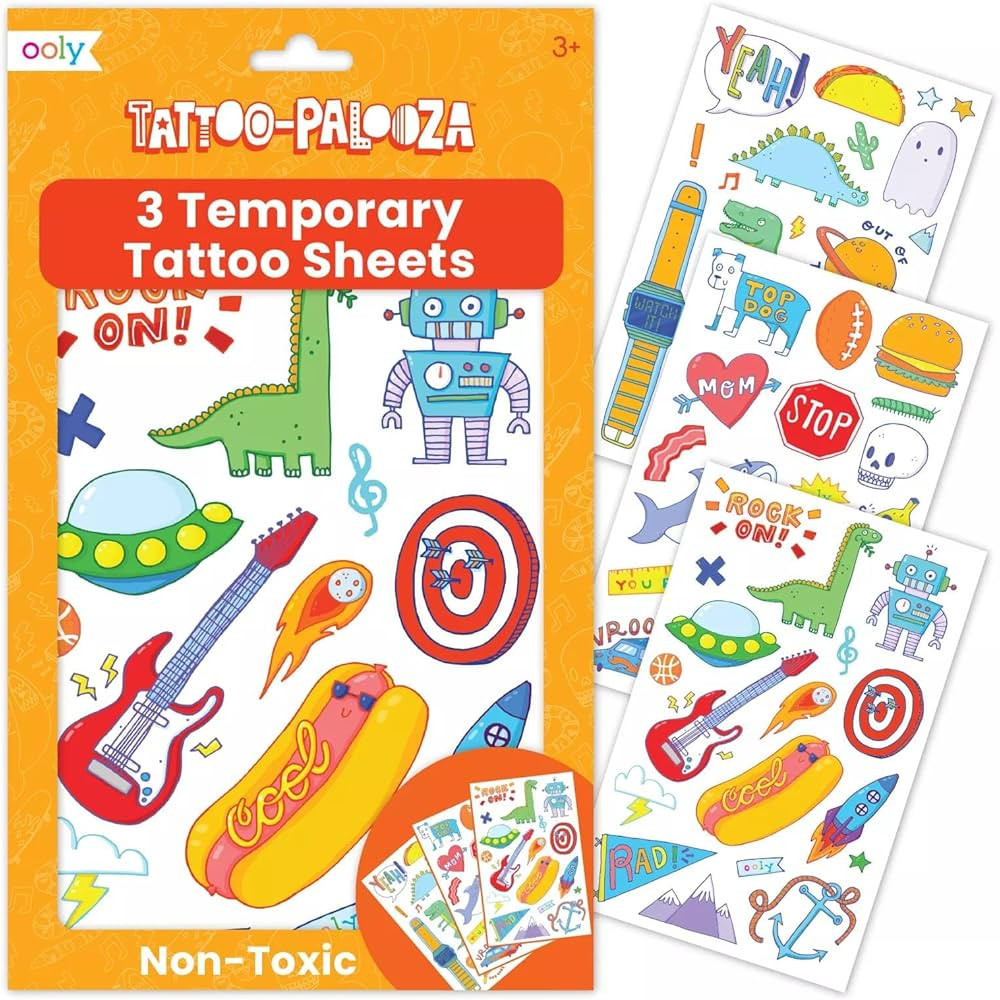 OOLY Tattoo-Palooza Over 50 Safe Non-Toxic Temporary Tattoos for Kids, Fake Tattoos as Party Favo... | Amazon (US)