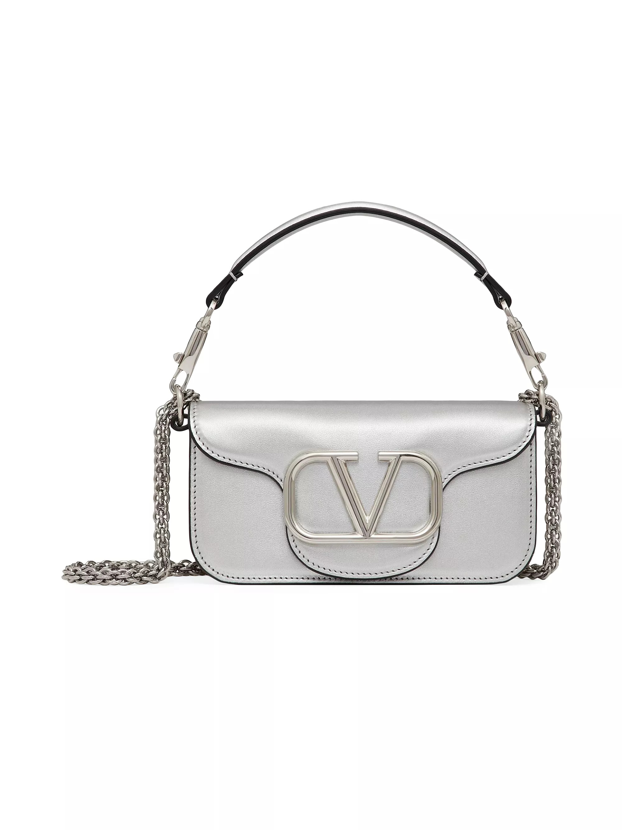 Small Valentino Garavani Locò Metallic Calfskin Shoulder Bag | Saks Fifth Avenue