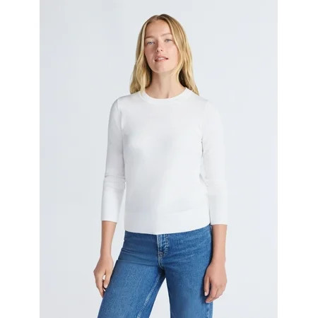 Free Assembly Women s and Women s Plus Cozy Yarn Crewneck Sweater with Long Sleeves. Lightweight Sizes XS-4X | Walmart (US)