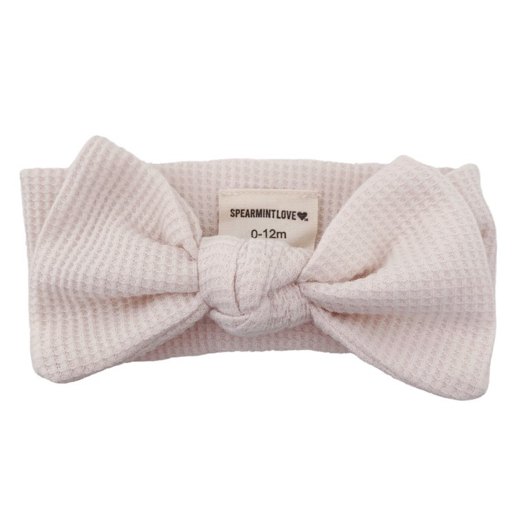 Organic Waffle Knot Bow, Snow | SpearmintLOVE