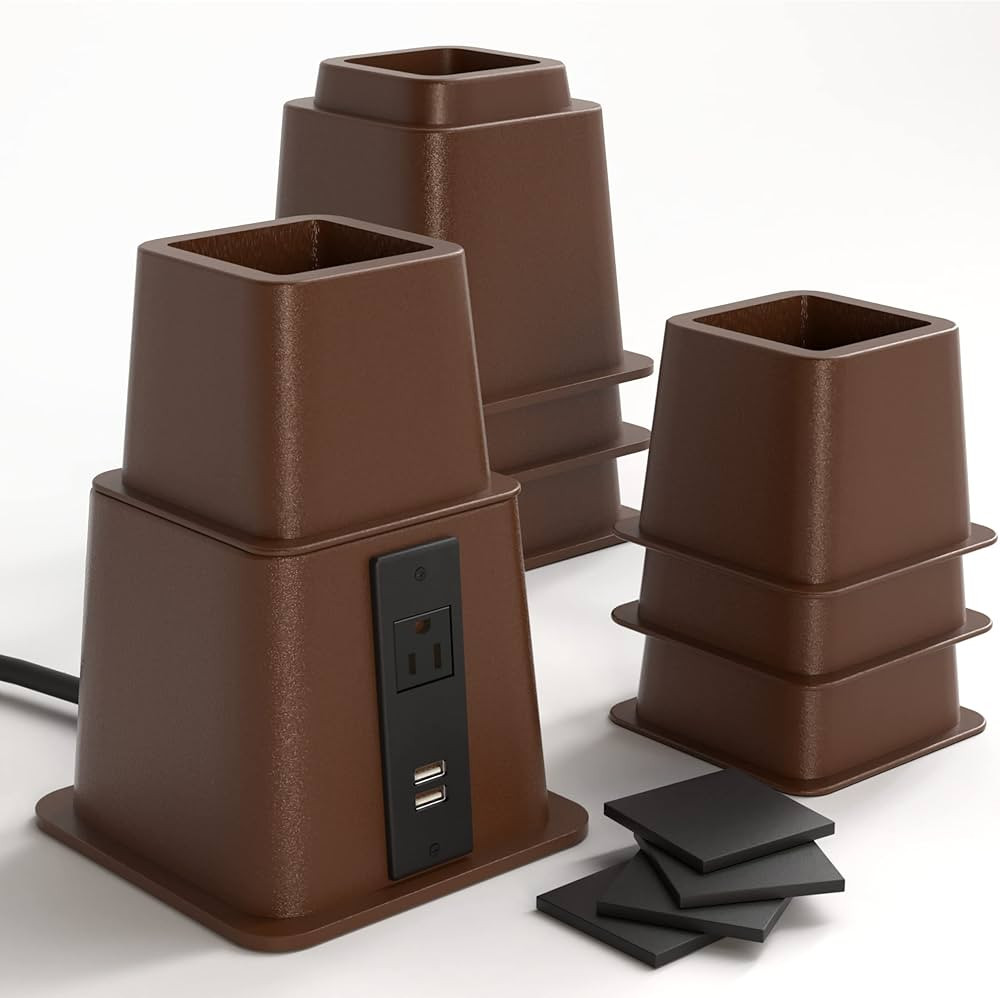 Home Intuition Heavy Duty Adjustable Bed Risers Furniture Riser 3, 5 or 8-Inch, 4 Pack (Espresso ... | Amazon (US)