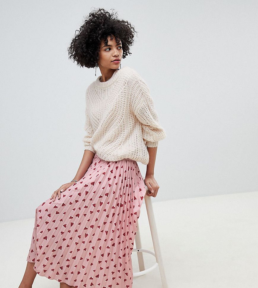 Lily & Lionel exclusive pleated skirt in heart print - Pink | ASOS US