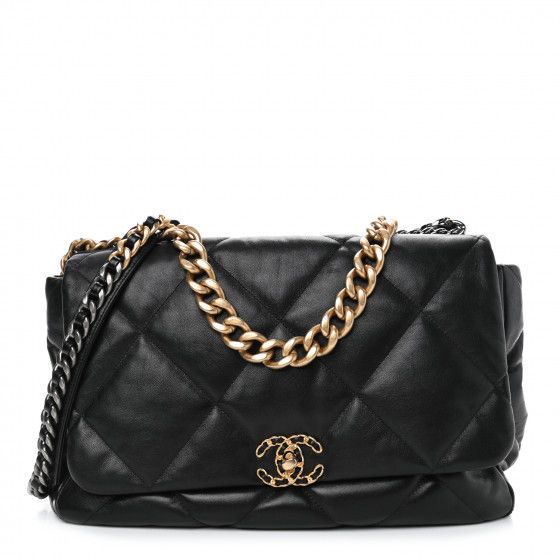 CHANEL

 Goatskin Quilted Maxi Chanel 19 Flap Black | Fashionphile