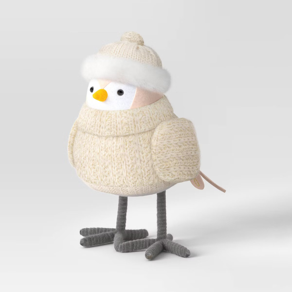 Featherly Friends™ 'Ubuntu' Fabric Christmas Bird Figurine in Cream Hat and Sweater - Wondersho... | Target