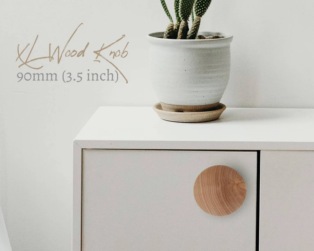 Extra Large Knobs 90mm 3.5 Wood Cabinet Knobs, Wood Drawer Knobs, Large Wood Knobs, Wood Dresser ... | Etsy (US)