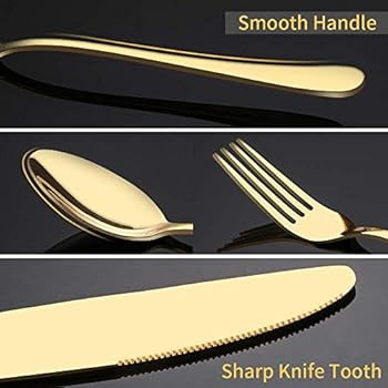 Gold Silverware Set, 20-Piece Flatware Set Aisoso Stainless Steel Cutlery Kitchen Utensil Set Tab... | Amazon (US)