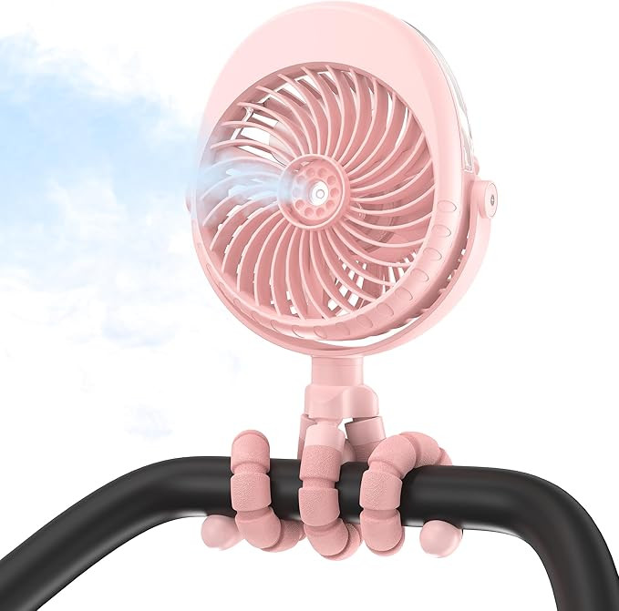 2026 Upgraded Misting Baby Stroller Fan Rechargeable, Flexible Tripod Clip for Car Seat Crib, Bab... | Amazon (US)
