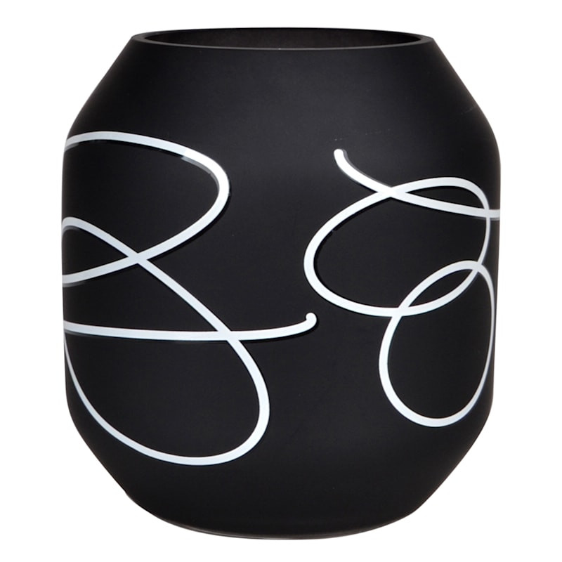 Crosby St Black & White Abstract Glass Vase, 6" | At Home
