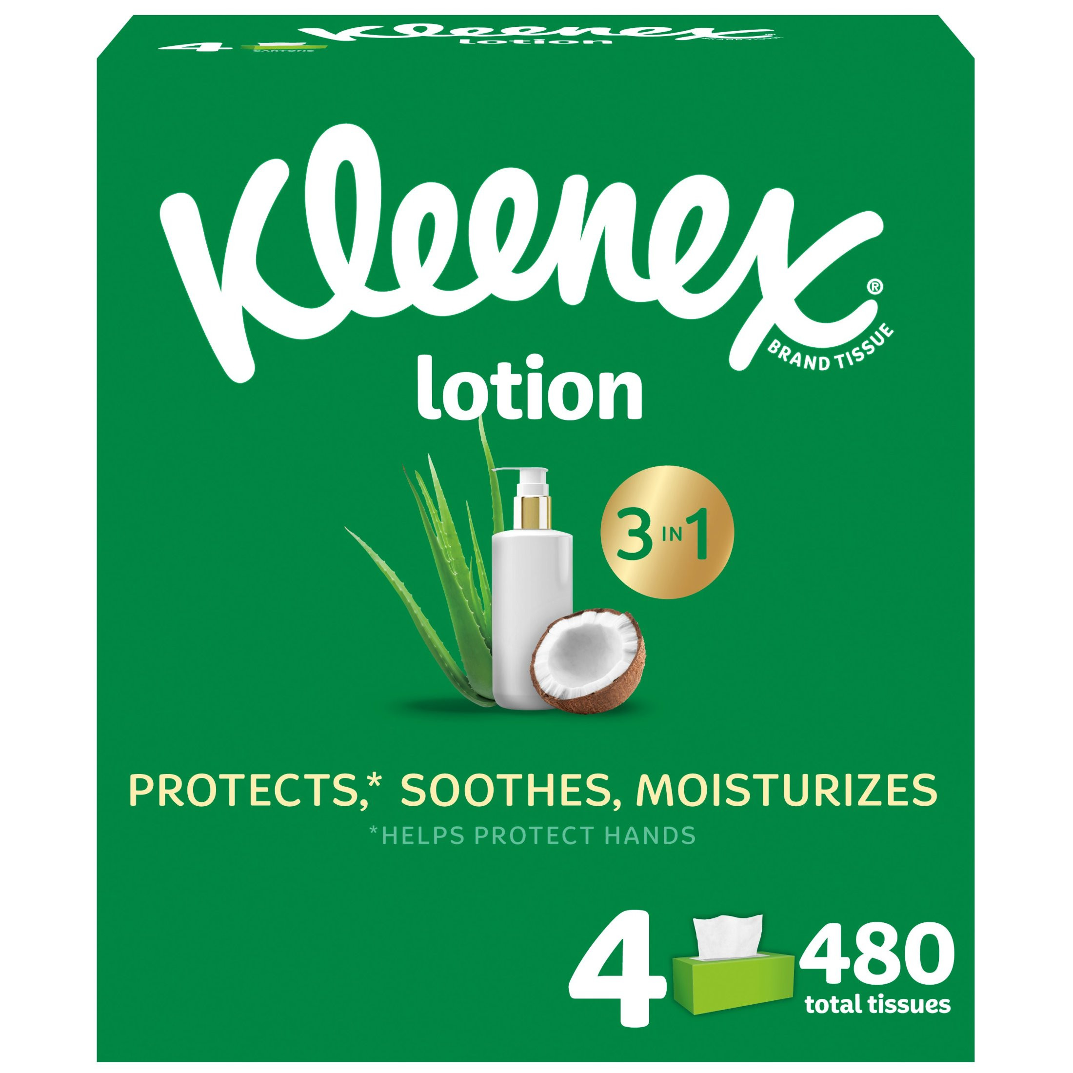 Kleenex Lotion Facial Tissues with Coconut Oil, 4 Flat Boxes | Walmart (US)