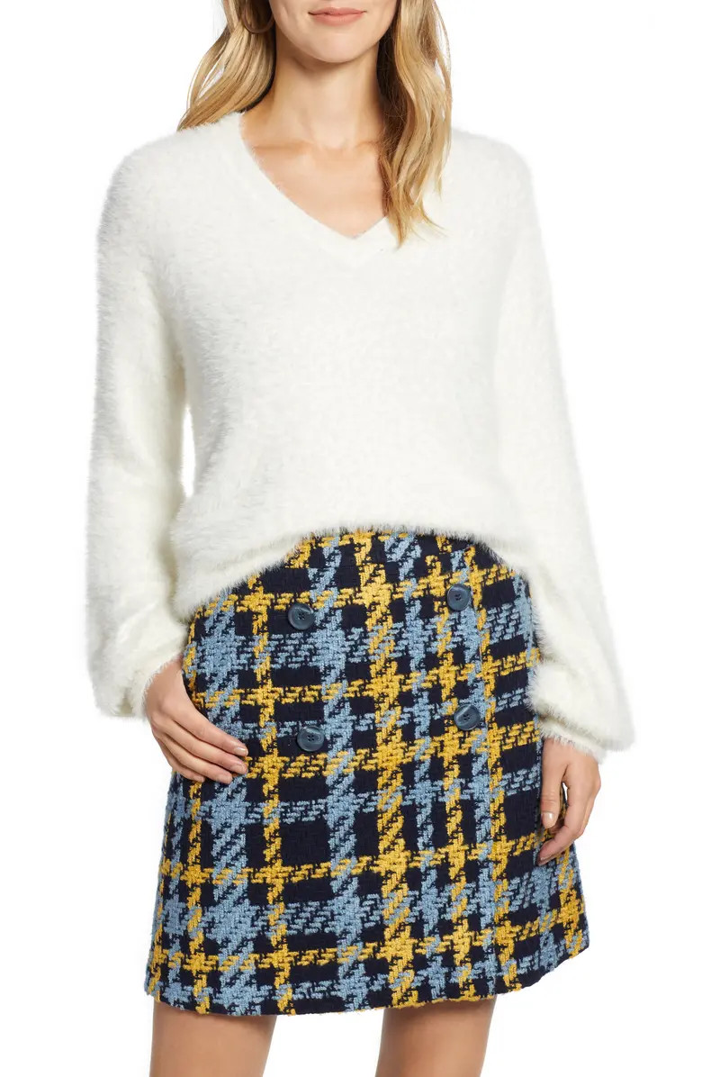Fuzzy V-Neck Sweater | Nordstrom