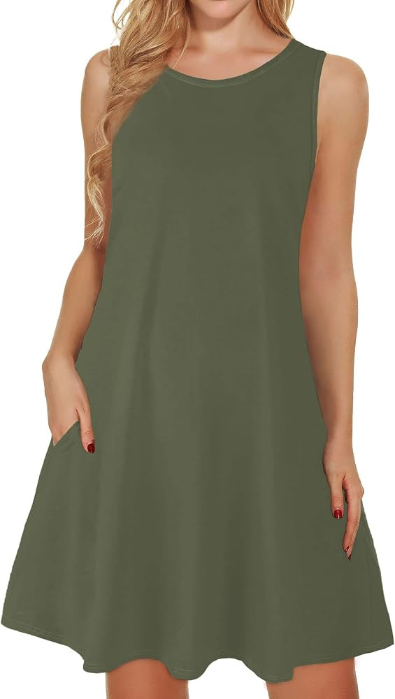 Akihoo Womens Summer Casual Dresses Sleeveless Tshirt Sundress Vest Tank Sun Dress | Amazon (US)