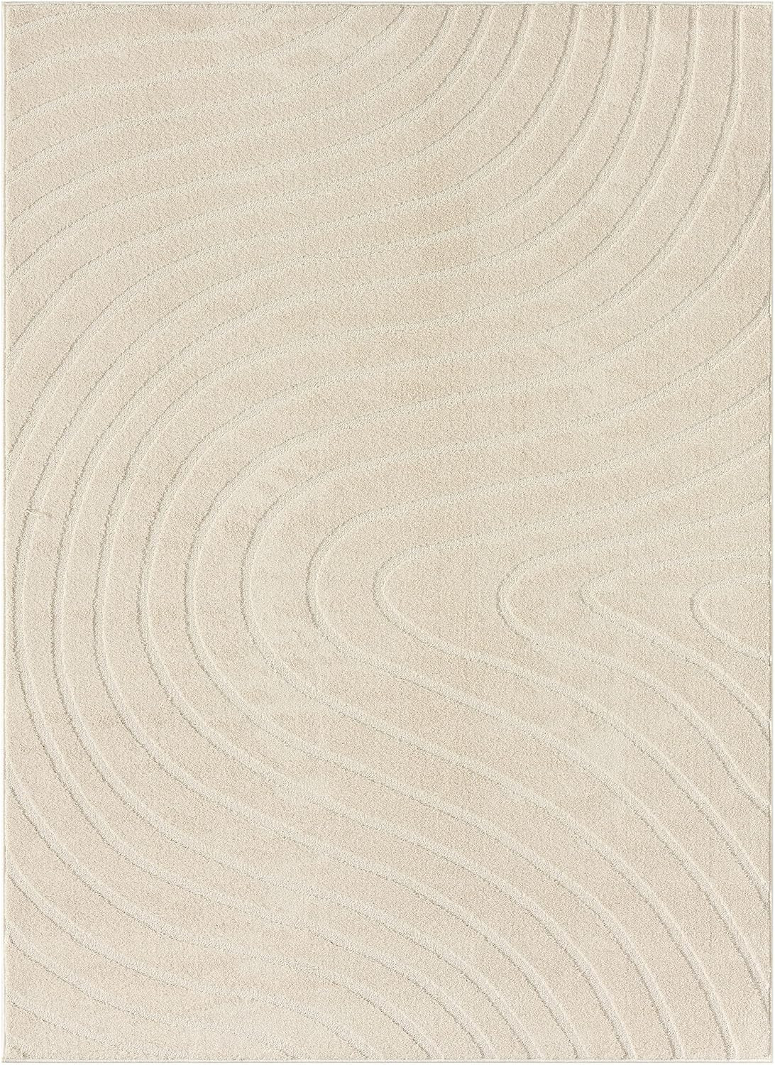 LUXE WEAVERS Modern Geometric Wave Cream 4x6 Area Rug, Contemporary Stain Resistant Carpet | Amazon (US)