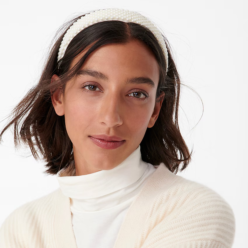 Wide pearl headband | J. Crew US
