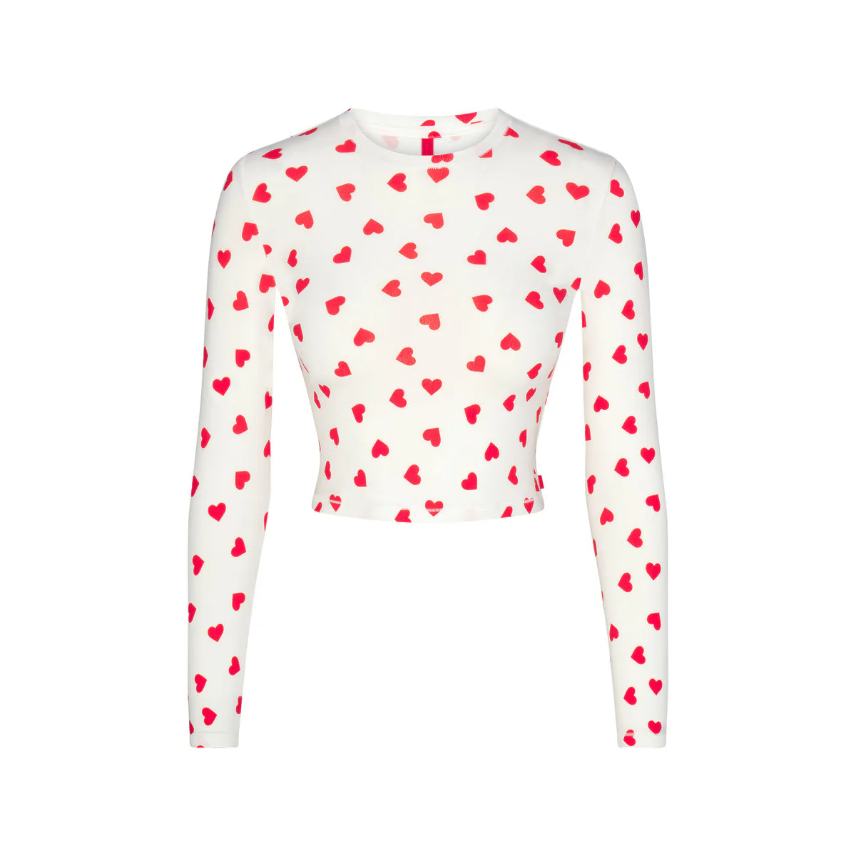 SKIMS SLEEP SUPER CROPPED LONG SLEEVE | RUBY AND MARBLE HEART | SKIMS (US)