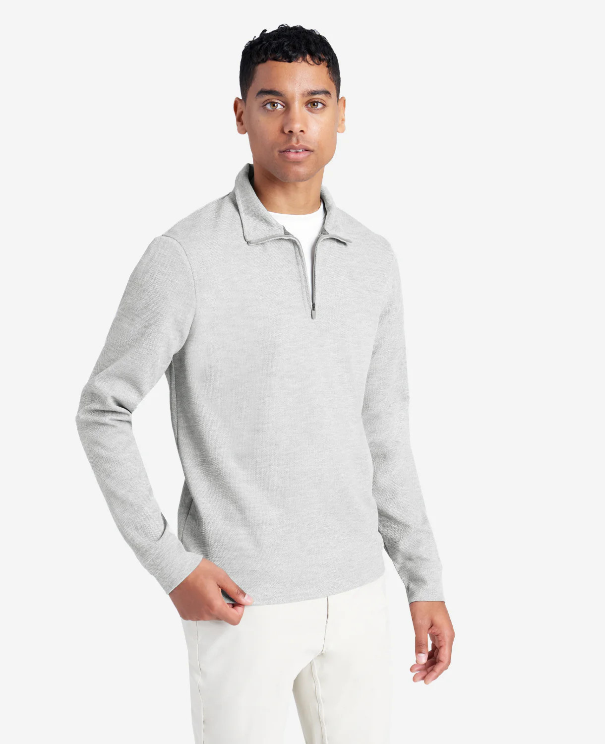 Kenneth Cole | Sport Quarter-Zip Knit Pullover in HEATHER/GREY, Size: 2XL | Kenneth Cole