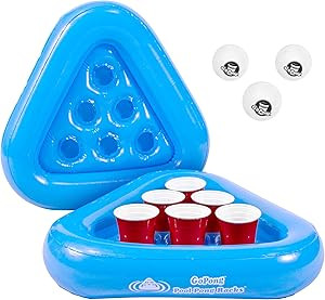 GoPong Pool Pong Rack Floating Beer Pong Set, Includes 2 Rafts and 3 Pong Balls | Amazon (US)