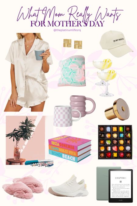 Amazon Mother’s Day Gifts
Adult paint by numbers
Satin PJ’s
Red Light Mask
Bubble coffee mug
Cozy slippers
Decorative books
Filtered showerhead
Gold wind earrings
Neutral sneakers
Coupe glasses 
In my mom era hat 

#LTKGiftGuide #LTKSeasonal #LTKfindsunder50