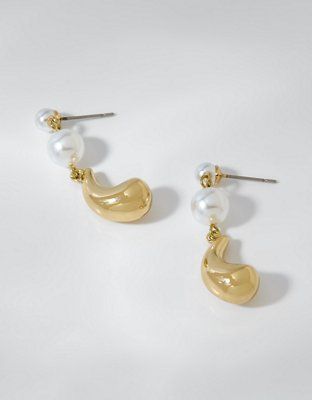 Aerie Double Pearl Dangle Earrings | Aerie