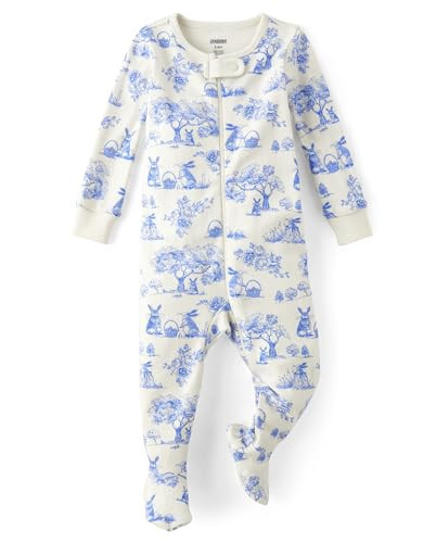 Gymboree,and Toddler Easter Gymmie One Piece Zip Front Cotton Pajama,Halo White Bunny,3-6 Months | Amazon (US)