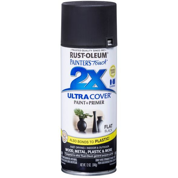 Rust-Oleum 12oz 2X Painter's Touch Ultra Cover Flat Spray Paint Black | Target