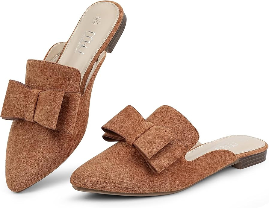 MUSSHOE Mules for Women Flats Comfortable Pointed Toe Slip on Women Mules Flats… | Amazon (US)