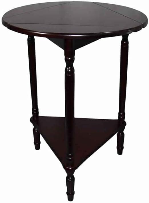 Benjara Adjustable Round Wooden End Table with Turned Legs, Brown | Amazon (US)