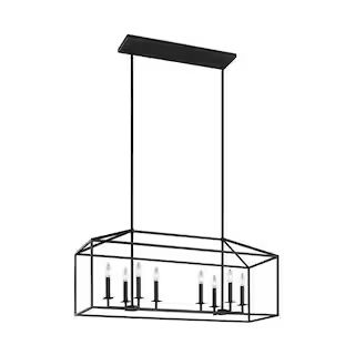 Sea Gull Lighting Perryton 40 in. 8-Light Textured Blacksmith Modern Transitional Linear Hanging ... | The Home Depot