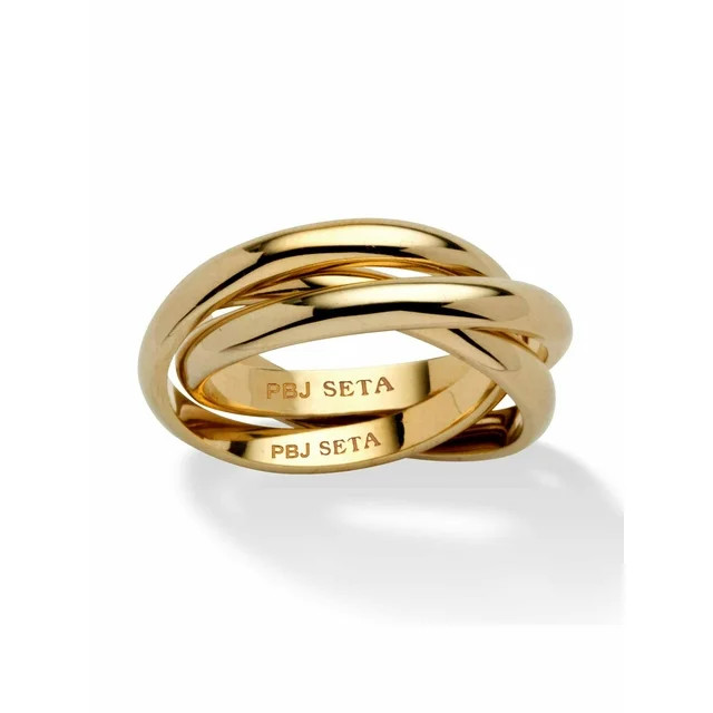 PalmBeach Jewelry Yellow Gold-Plated or Sterling Silver Rolling Triple Band Crossover Ring | Walmart (US)