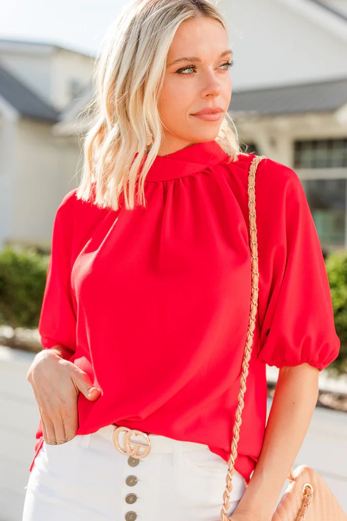 In This Life Red Bubble Sleeve Blouse | The Mint Julep Boutique