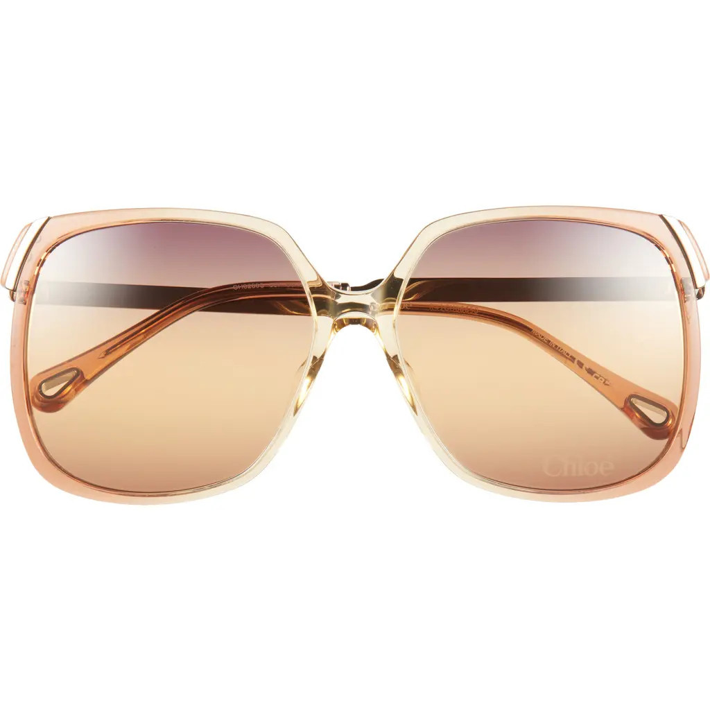 Chloé 60mm Oversize Square Sunglasses in Orange at Nordstrom | Nordstrom
