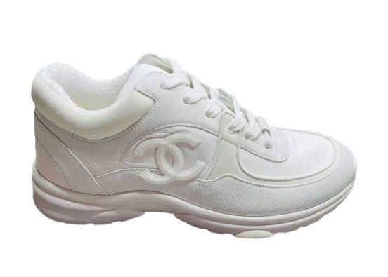 Chanel Low Top Trainer Reflective Suede (Women's) Sneakers in White | StockX