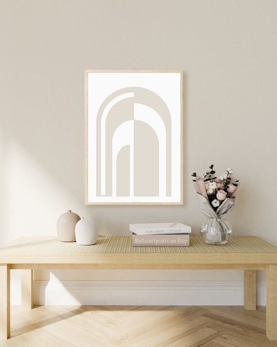 Beige Print Modern Contemporary Art Mid Century Line Art - Etsy | Etsy (US)