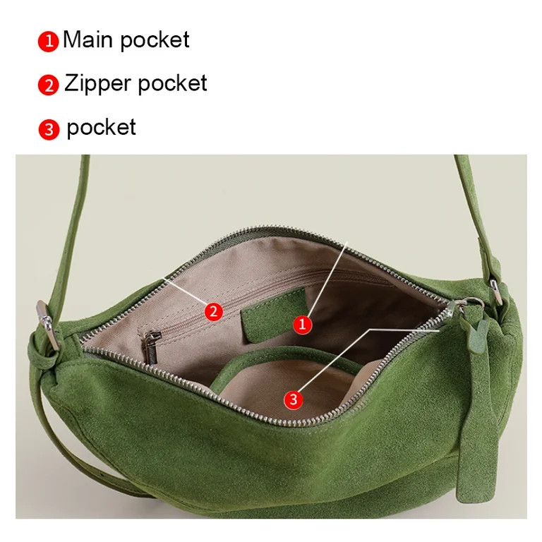 Strict Selection Autumn Crescent Saddle Bag Soft Green Red Matte Suede Cow Leather Women Crossbod... | Walmart (US)