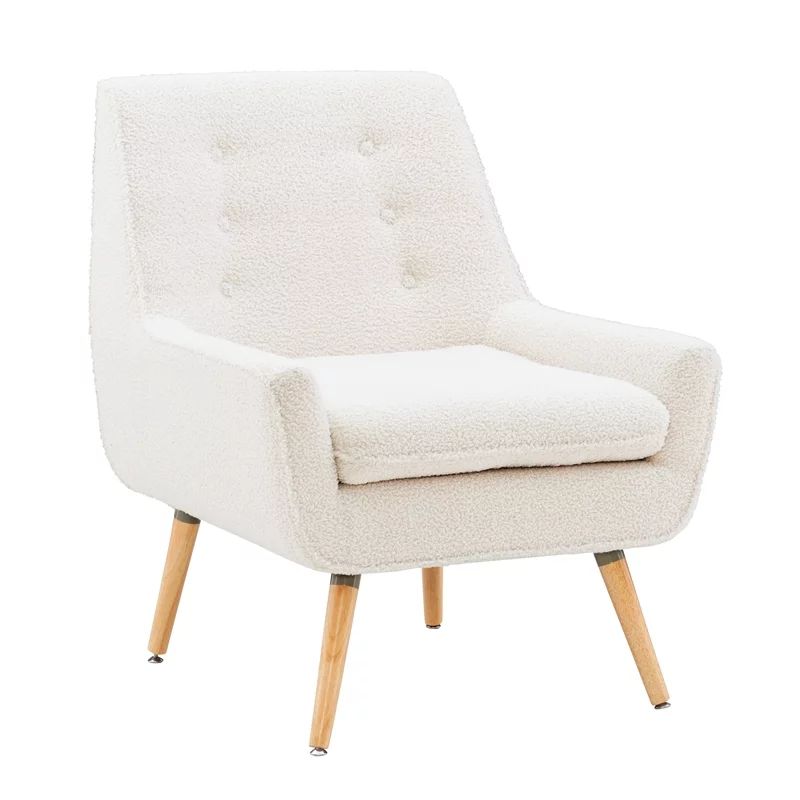 Riverbay Furniture Wood Upholstered Sherpa Accent Chair in Natural | Walmart (US)